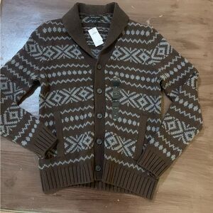 Brand New With Tags. Banana Republic Buttons Brown and Gray Patterned Cardigan